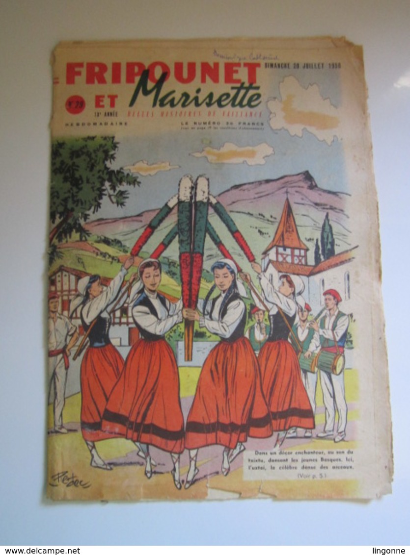 Magazine Hebdomadaire FRIPOUNET ET MARISETTE 1958 - N° 29  (En L'état) - Fripounet