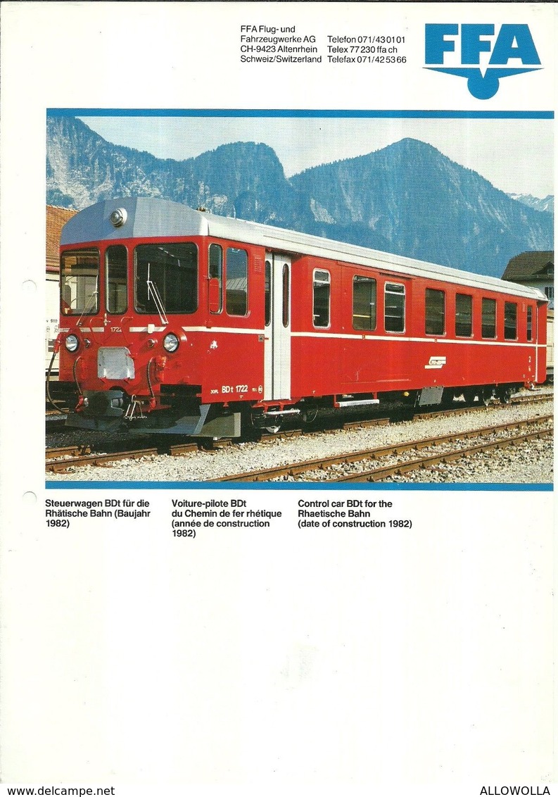 4484 "FFA-STEUERWAGEN BDt FUR DIE RHATISCHE BAHN(BAUJAHR 1982)-VOITURE PILOTE-CONTROL CAR" ORIGINALE - Ferrovie