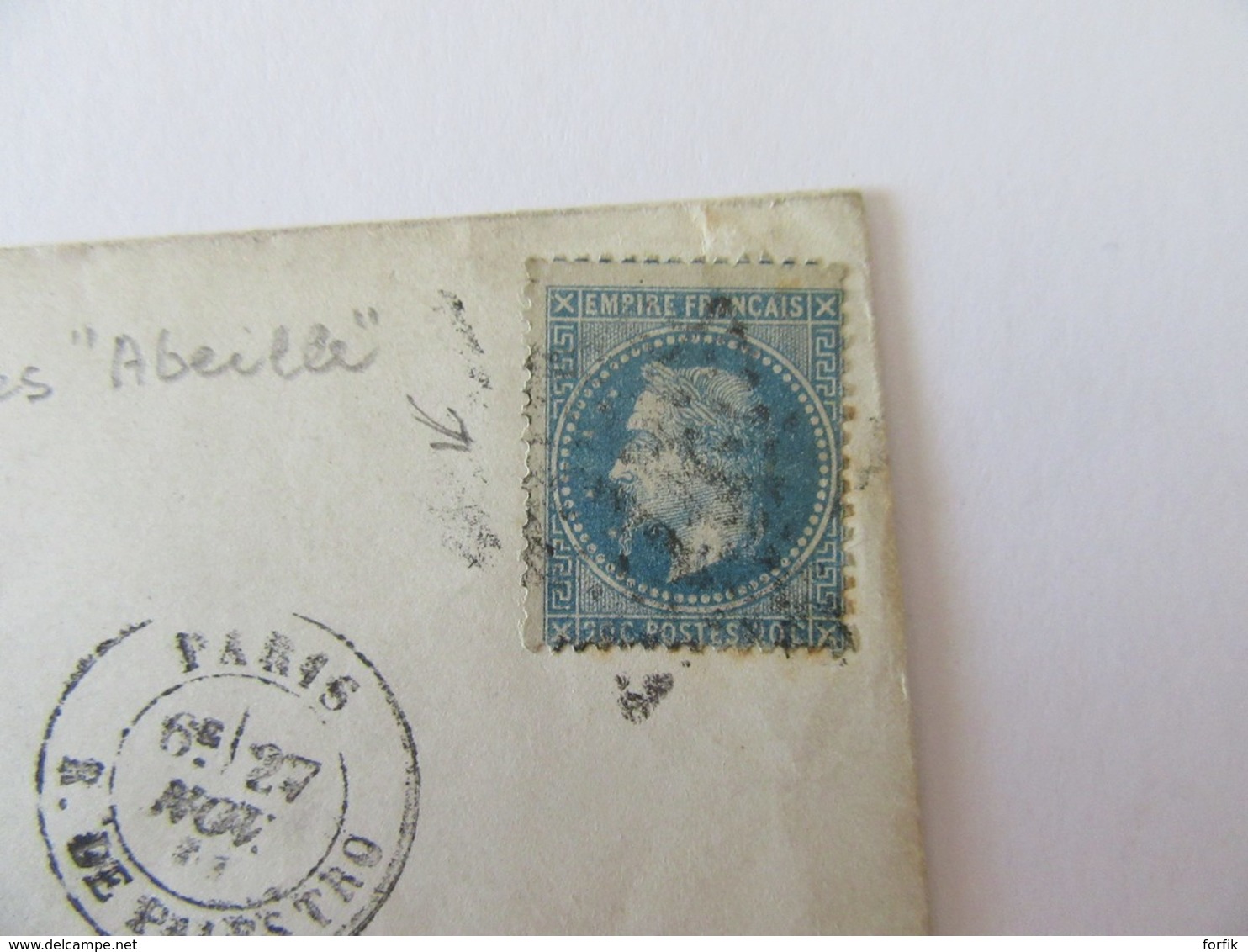 Timbre Napoléon Lauré 20c YT N°29 Variété "Abeilles" Sur Enveloppe Paris Vers Amélie Les Bains (Pyr. Orientales) 1868 - 1849-1876: Classic Period