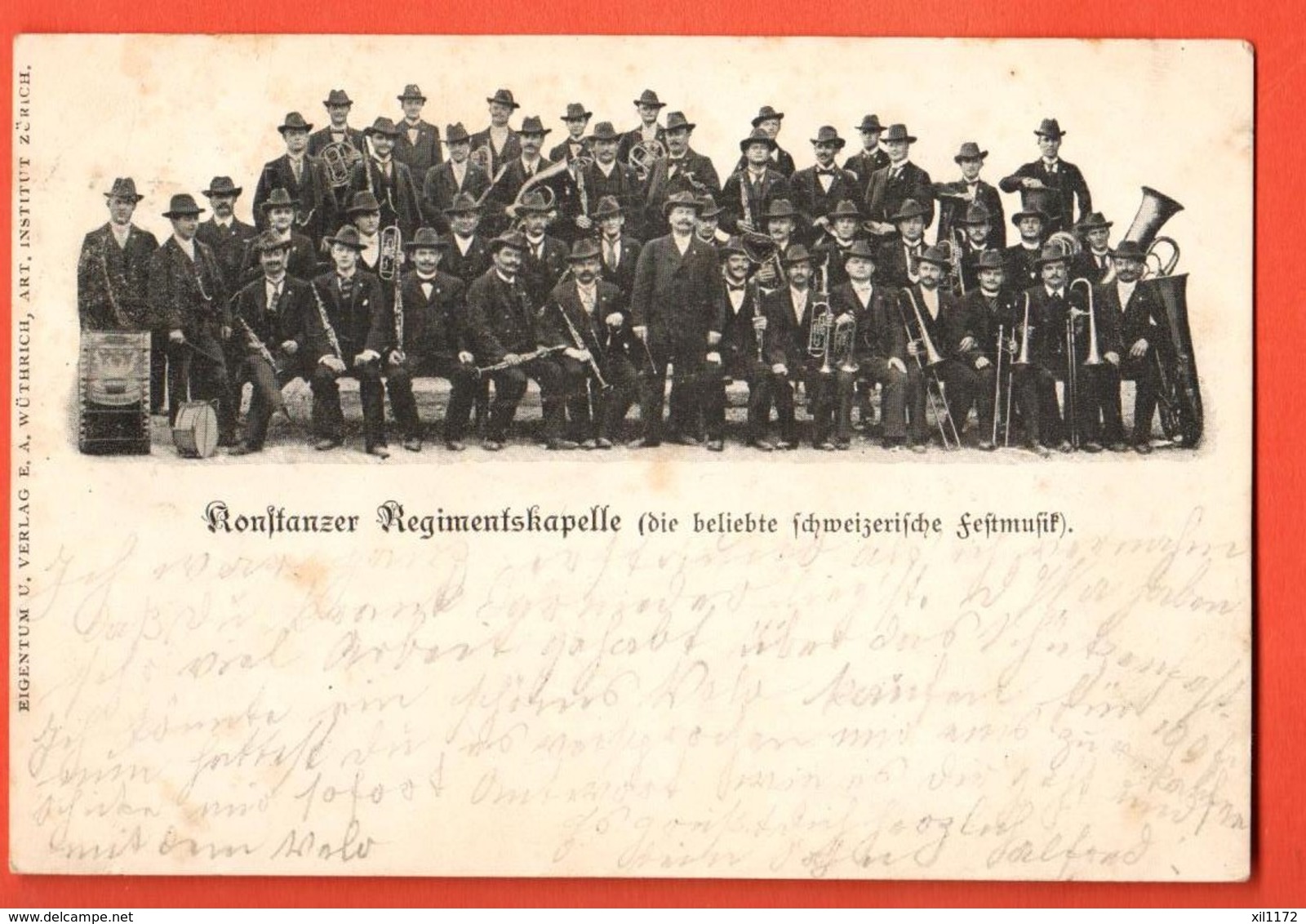 TSM-40 Konstanzer Regimentskapelle Die Beliebte Schweizerische Festmusik. Pionier Stempel Biel Und Burgdorf 1903 - Risch-Rotkreuz