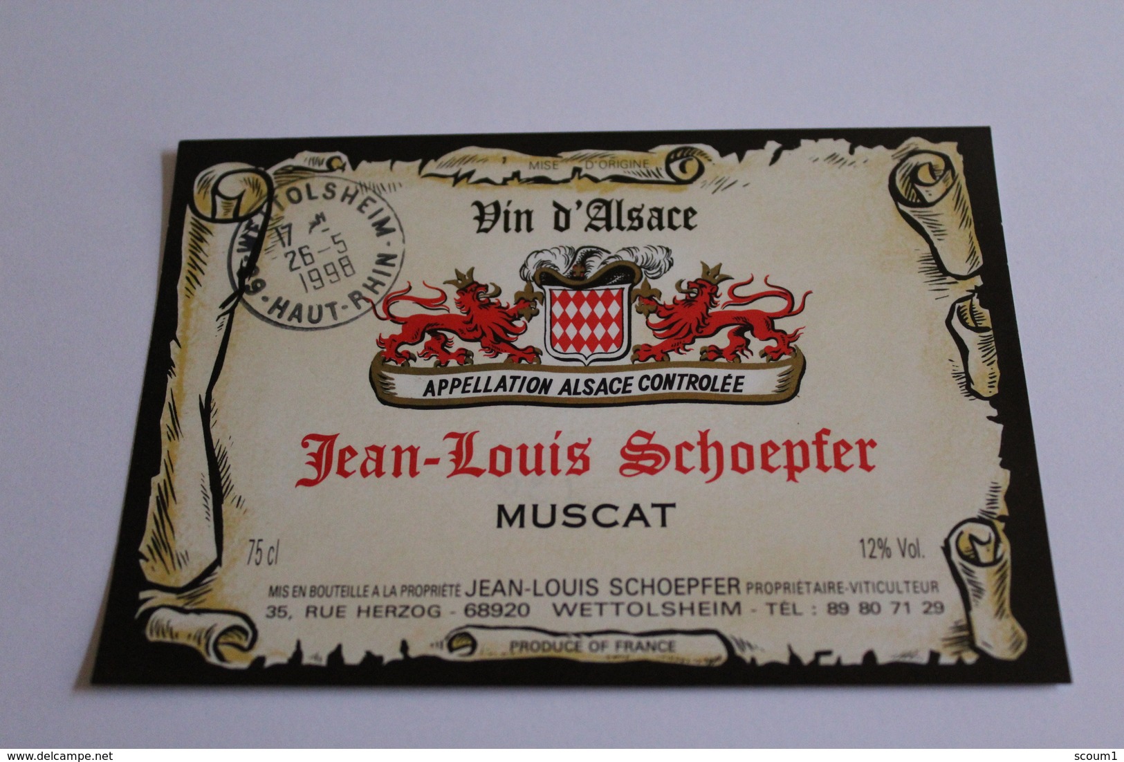 Vin D'alsace -  Muscat  - Jean Louis Schoepfer - Blancs
