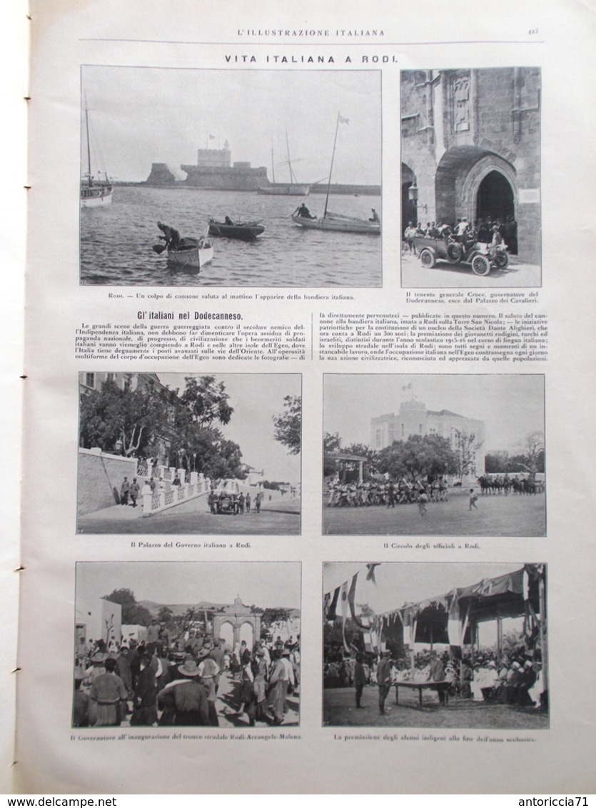 L'illustrazione Italiana 19 Novembre 1916 WW1 Aldo Carpi Cannoni Mentessi Rodi - Guerra 1914-18
