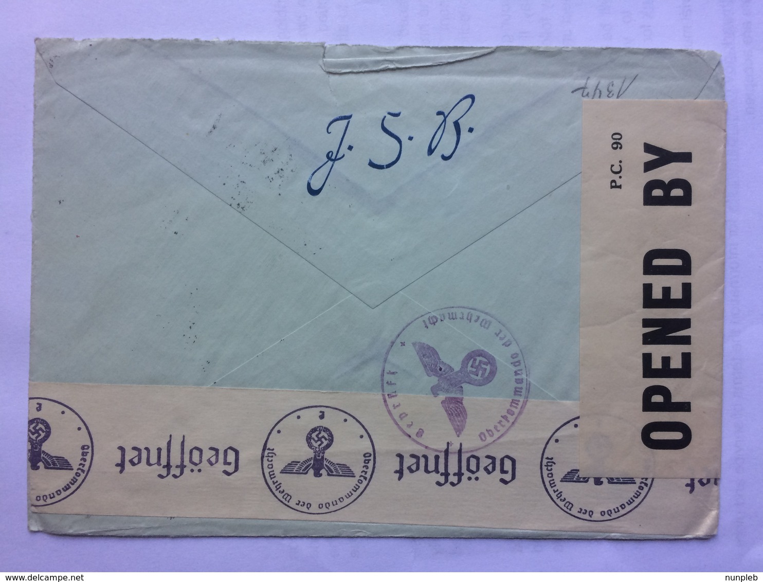 GERMANY 1940 Cover Lahr To Richmond Virginia USA With Censor Tape And Censor Cachet - Lettres & Documents