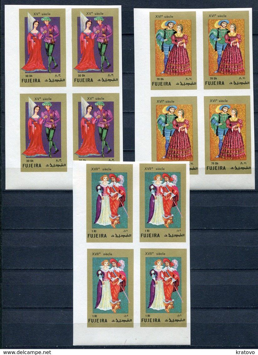 Fujeira  1972 Mi # 870 B - 874 B PAINTING COSTUMES ART BLOCK Of 4 MNH - Fujeira