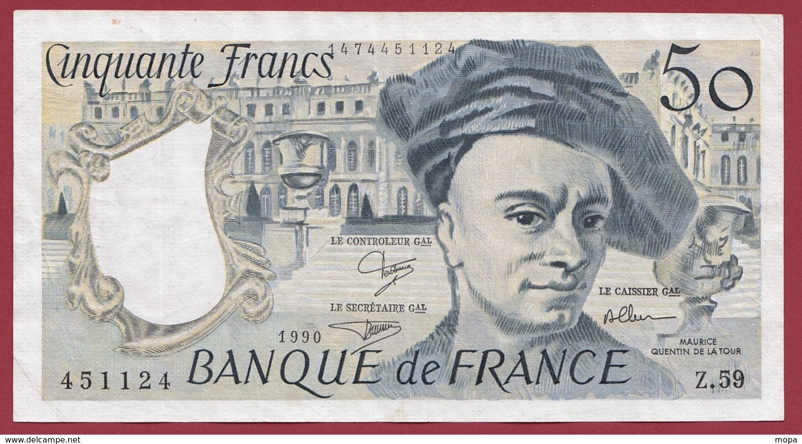 50 Francs "Quentin De La Tour" 1990 ---XF/SUP+----ALPH.Z.59 - 50 F 1976-1992 ''Quentin De La Tour''