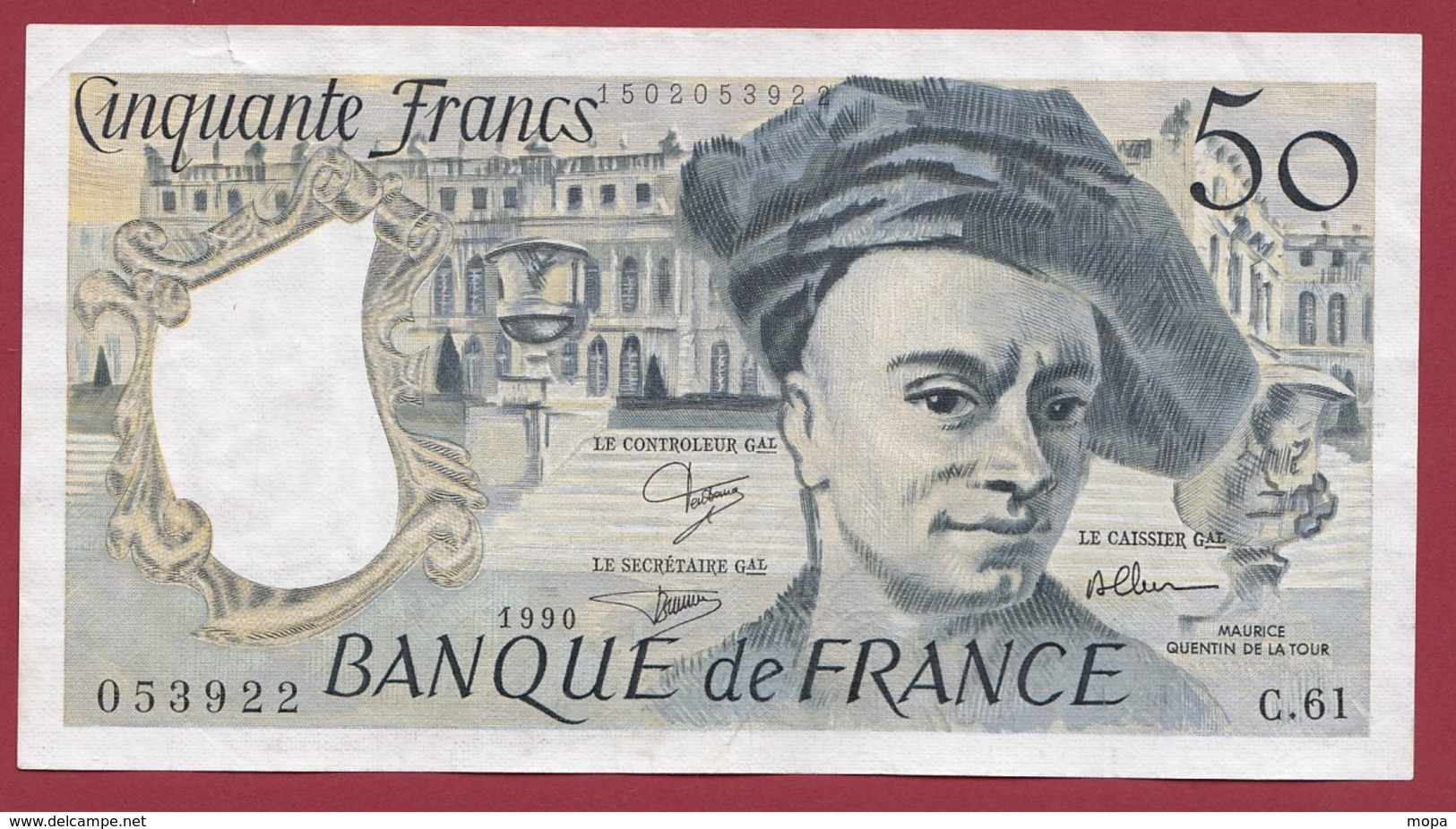 50 Francs "Quentin De La Tour" 1990 ---XF/SUP+----ALPH.C.61 - 50 F 1976-1992 ''Quentin De La Tour''