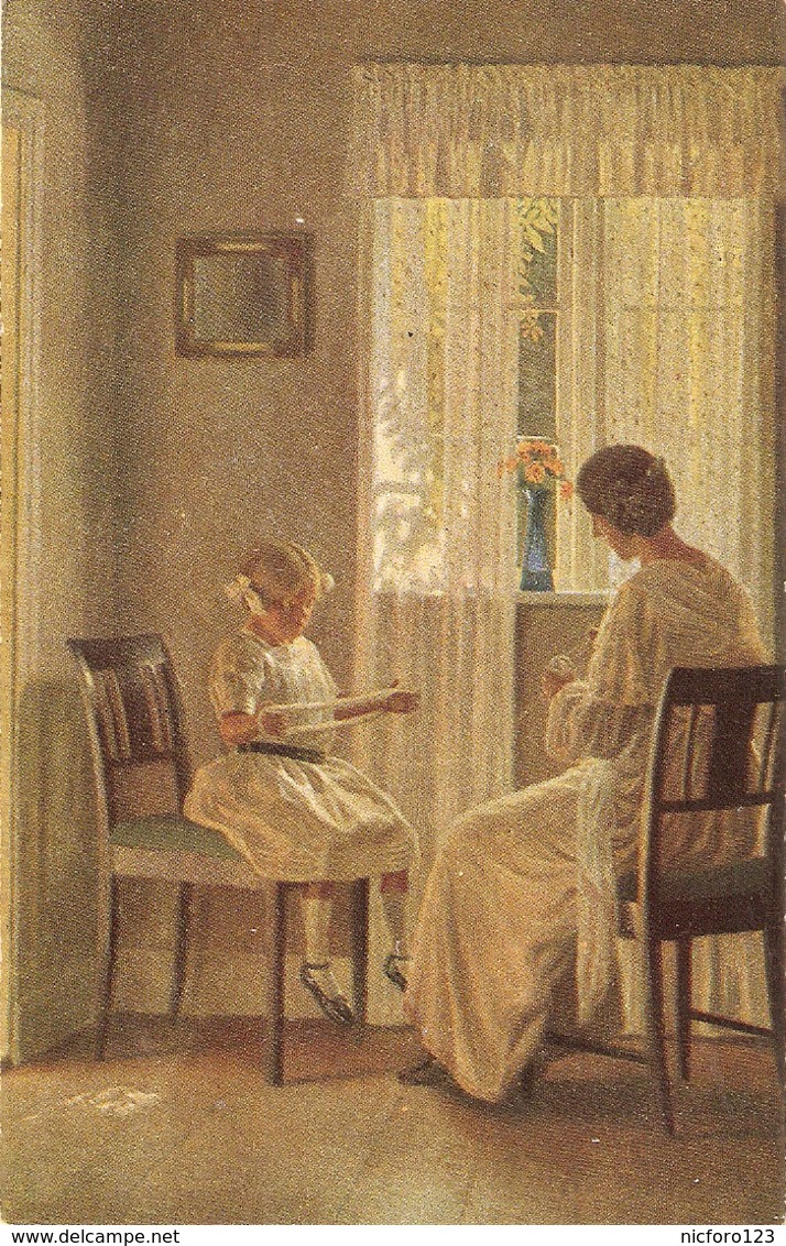 "Alfr. Broge. Mother And Daughter. Wichtige Arbeit Fine Painting, Antique German Postcard - Women