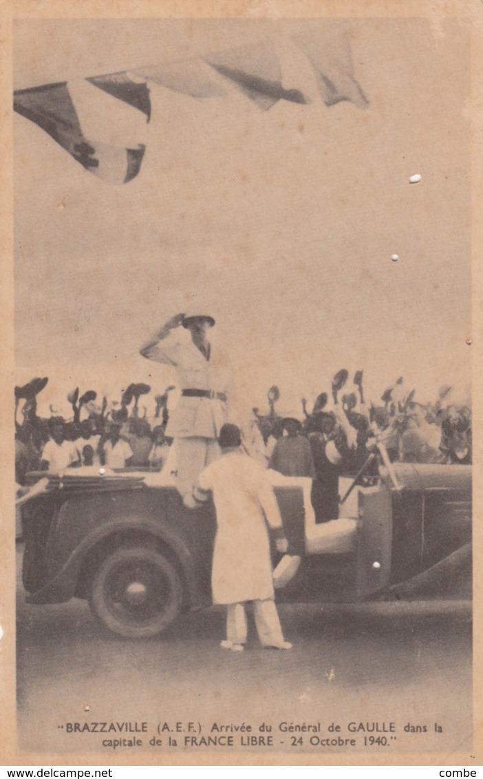 CARTE AEF. DE GAULLE A BRAZZAVILLE. N° 140B LIBRE 24.10.40.  1° AOUT 43 BANGUI. LE 15 CACHET QUE JE NE CONNAIS PAS   / 5 - Lettres & Documents