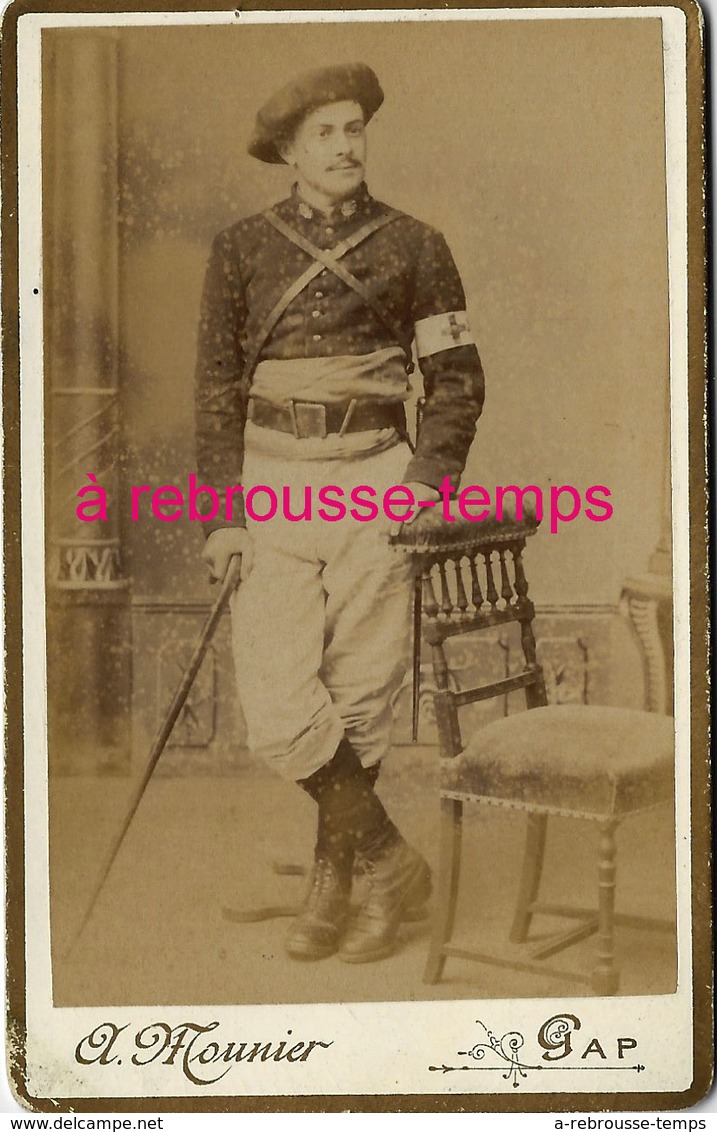 CDV Chasseur Alpin Personnel De Santé-brassard Croix Rouge-photo Mounier à Gap - Guerra, Militares