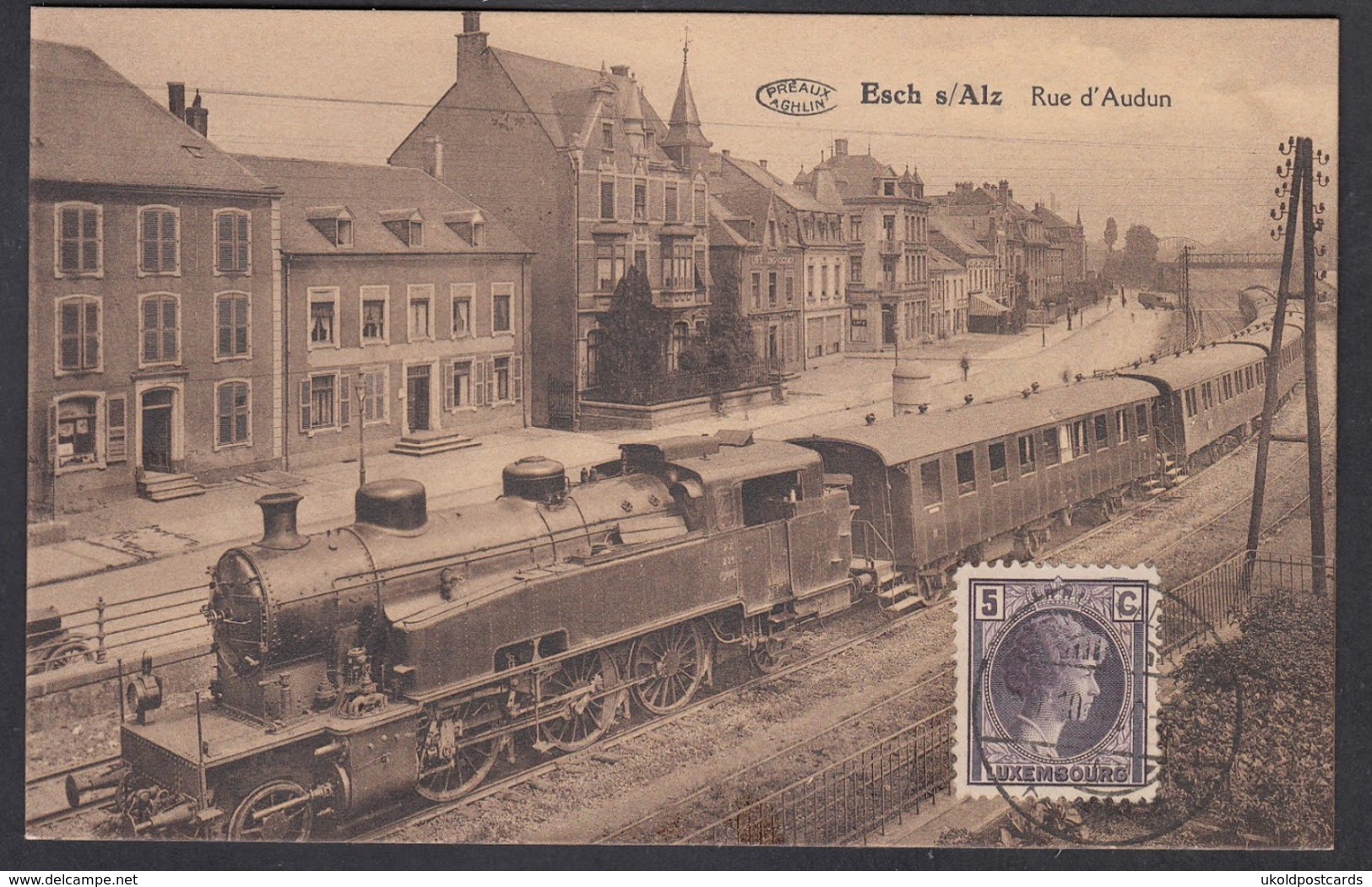 CPA Luxembourg, ESCH S/ALZ,  Rue D'Audun - Train à Vapeur - Esch-sur-Alzette