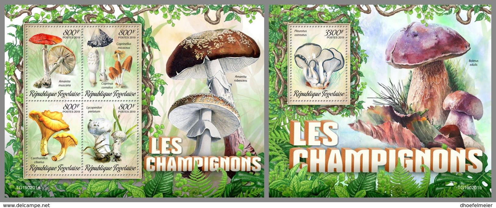 TOGO 2019 MNH Mushrooms Pilze Champignons M/S+S/S - OFFICIAL ISSUE - DH1926 - Paddestoelen