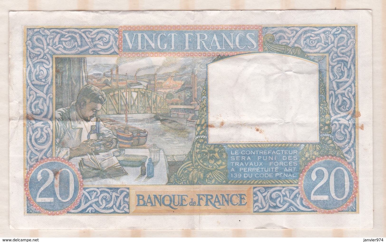 20 Francs Science Et Travail 20 – 2 – 1941.  Alphabet D.3206 N° 505 - 20 F 1939-1942 ''Science Et Travail''