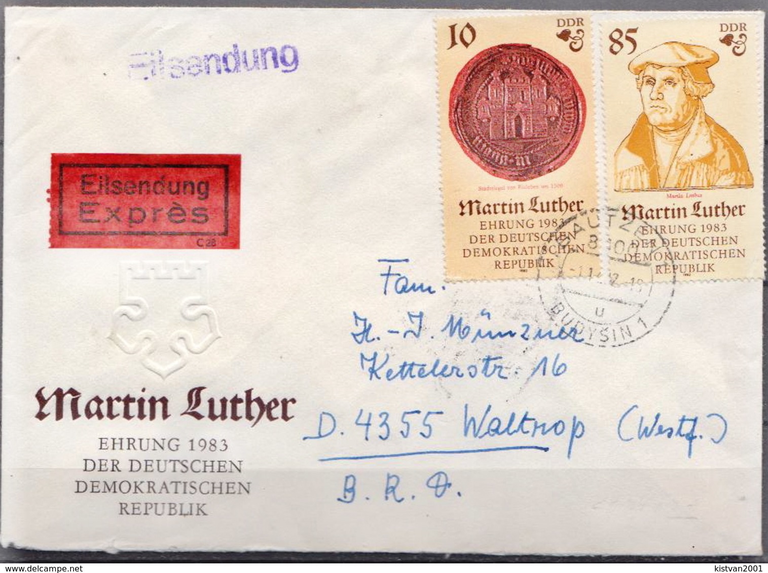 Postal History: Germany / DDR Cover With Luther Stamps - Christianity