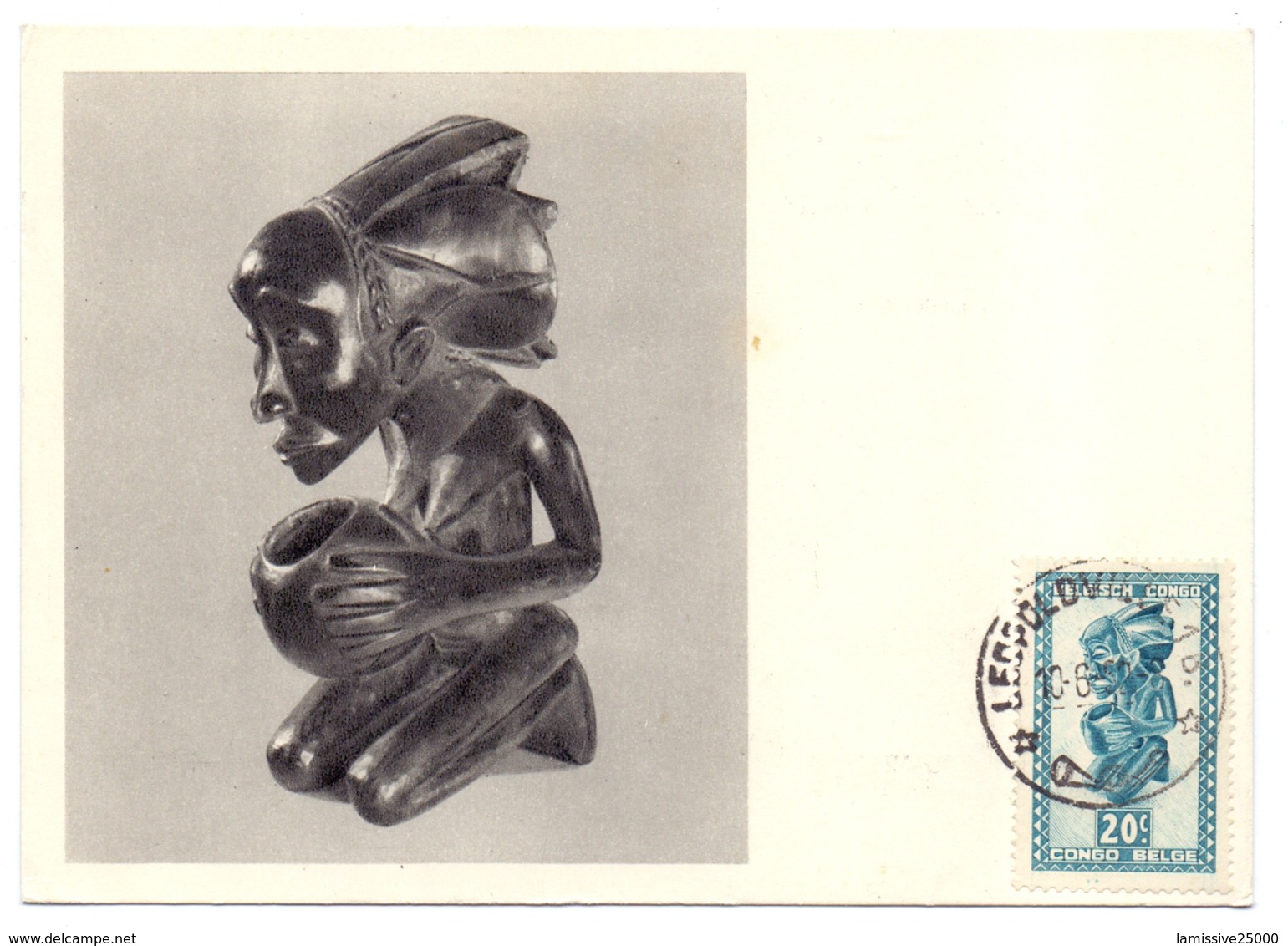 Carte Maximum Pub Ionyl Biomarine Congo Belge Figurine A Coupe Tribu Ba Luba - Storia Postale