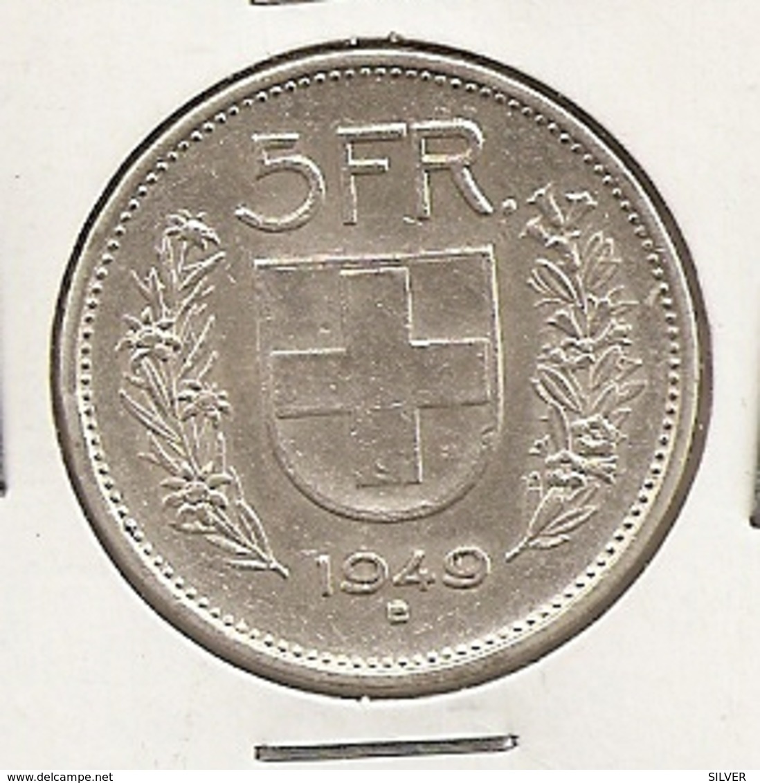 SWITZERLAND SUISSA SUISSE  5 FRANCS 1949 SILVER ARGENT PLATA  148 RARE ET RARE ETAT - Autres & Non Classés