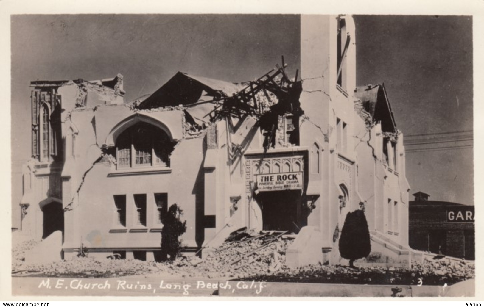 Long Beach California, 1933 Earthquake Damage To M.E. Church, C1930s Vintage Real Photo Postcard - Long Beach