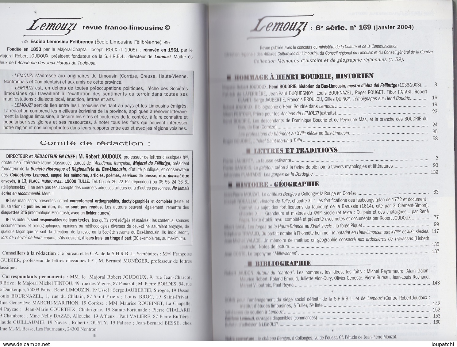 LEMOUZI N°169 2004 CORREZE COLLONGES LA ROUGE HENRI BOUDRIE HISTOIRE DE TULLE TRAVASSAC ... - Tourisme & Régions