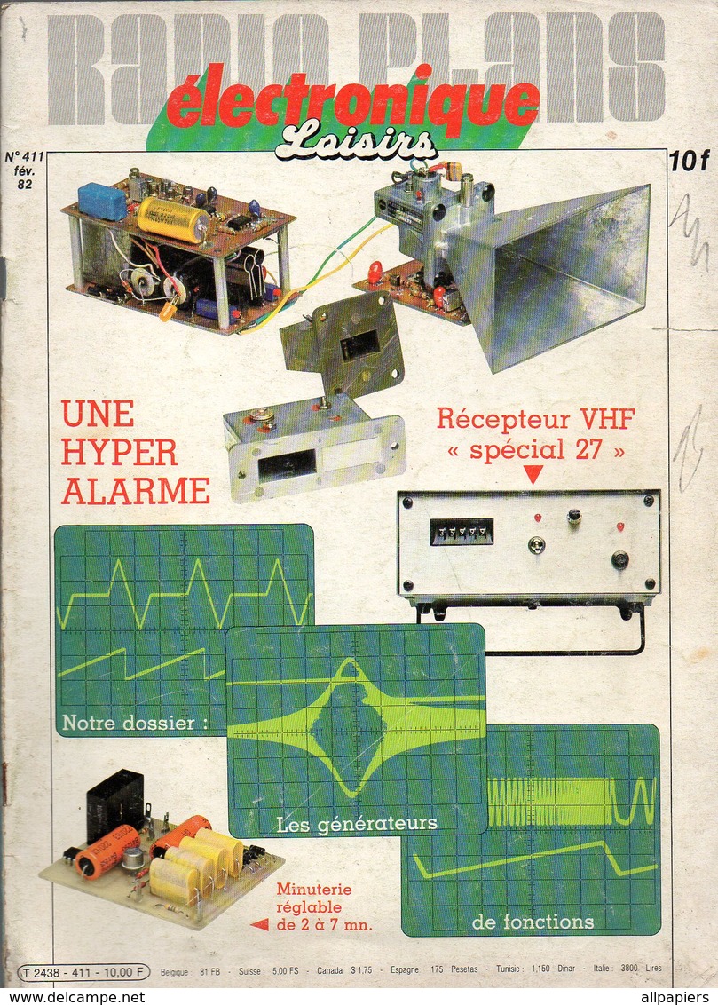 Radio Plans électronique Loisirs N°411 Une Hyper Alarme - Récepteur VHF Spécial 27 - Les Générateurs De Fonctions 1982 - Bricolage / Tecnica