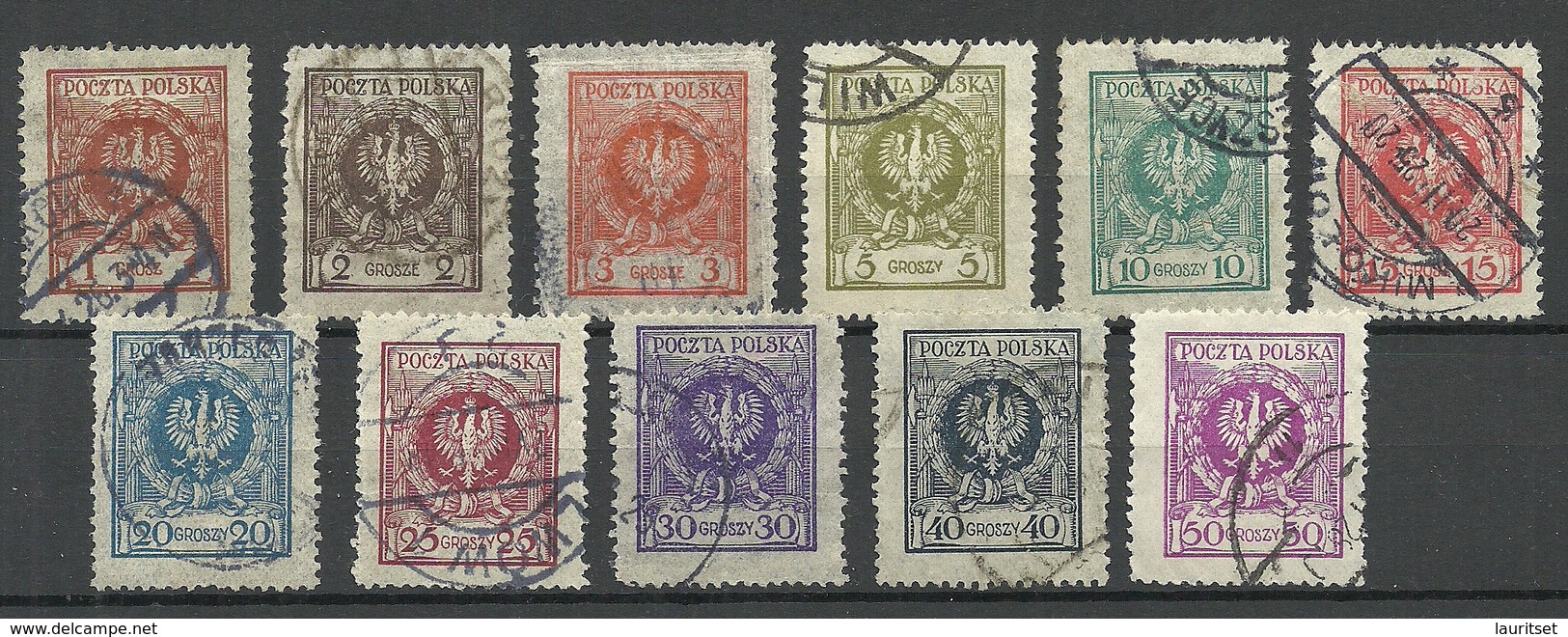 POLEN Poland 1924 Michel 201 - 211 O Various Perforations - Used Stamps