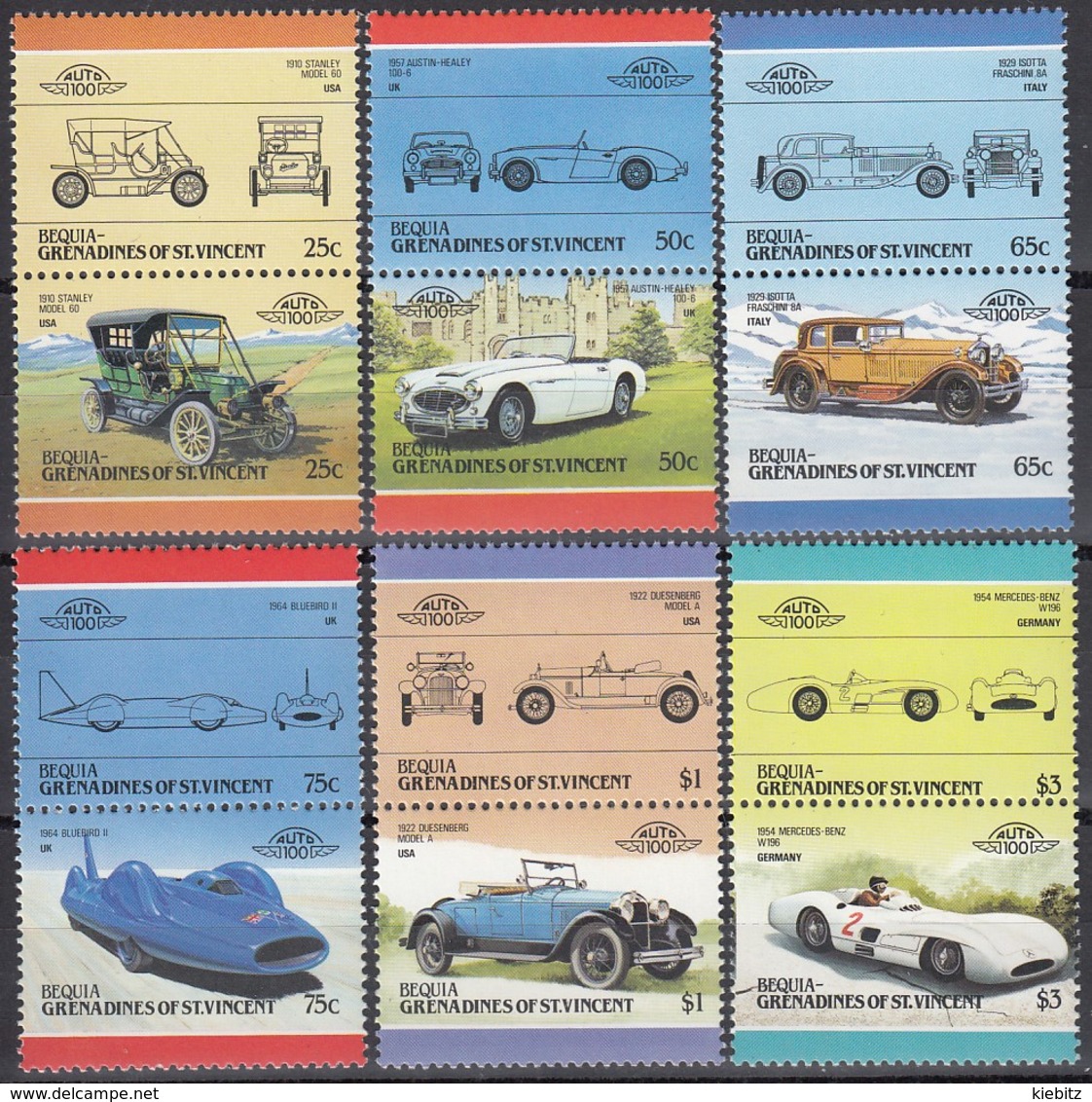 ST.VINCENT- Bequia 1986 - MiNr: 160-171 Komplett Feinst **/MNH - Autos