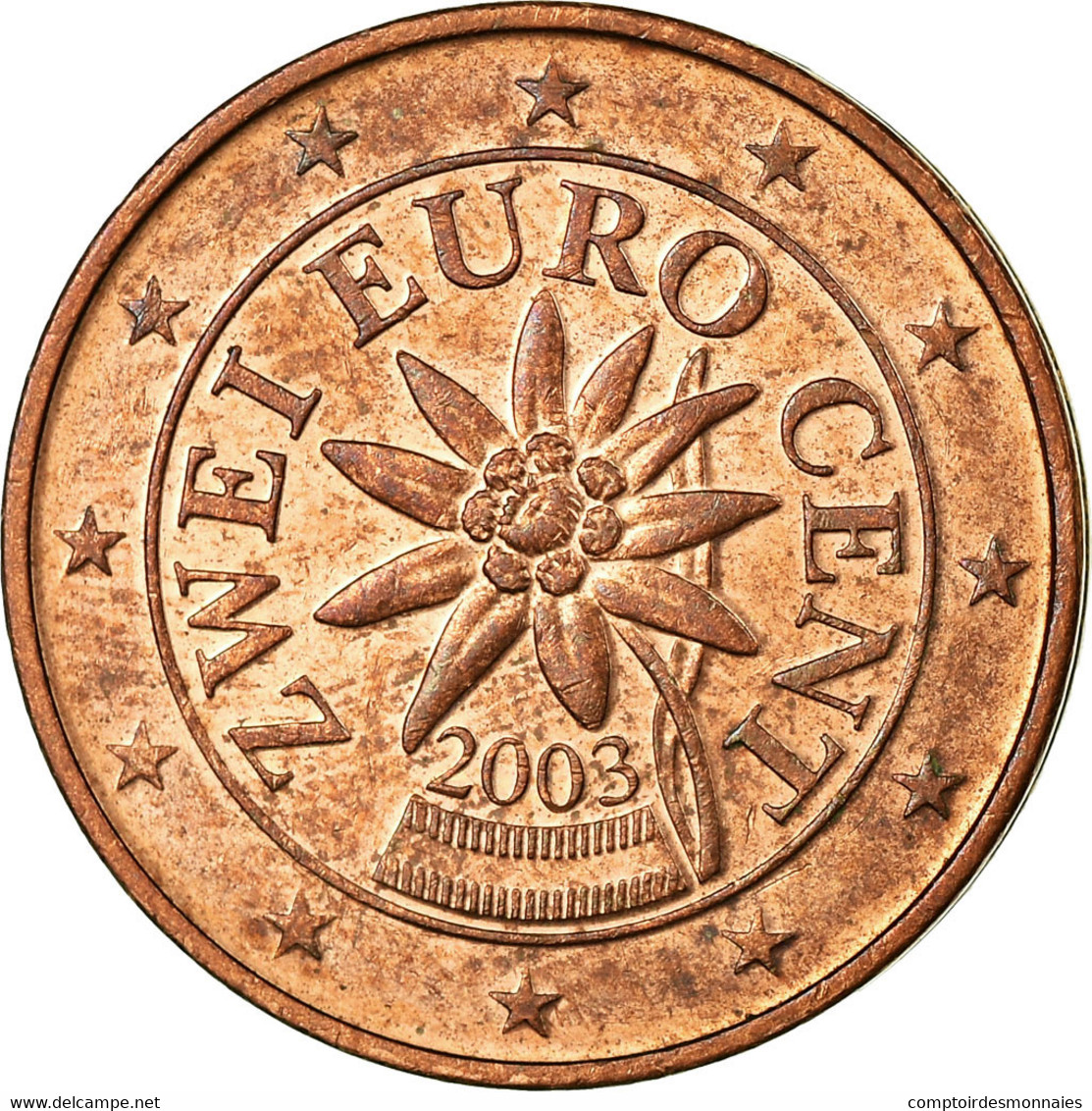 Autriche, 2 Euro Cent, 2003, TTB, Copper Plated Steel, KM:3083 - Autriche