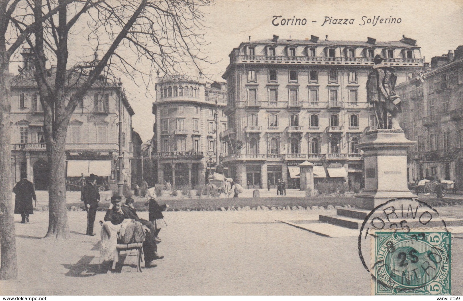 TORINO-PIAZZA SOLFERINO-CARTOLINA VIAGGIATA 26-8-1907 - Piazze