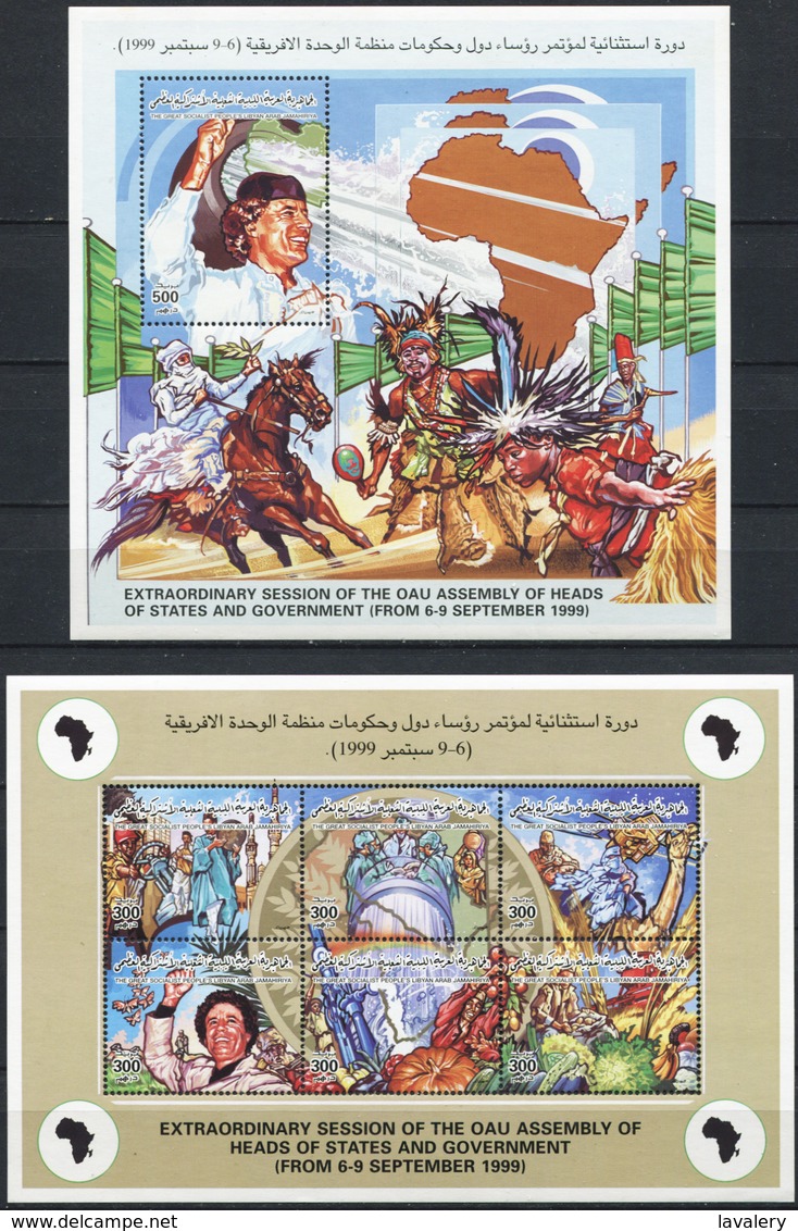 LIBYA 1999 Summit Of The Organization For African Unity Assembly Of Heads Gaddafi Horse Camel Animals Fauna MNH - Horses