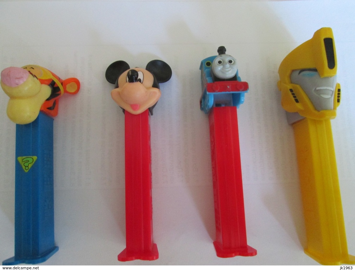 PEZ, FOUR DISPENSERS, MICKEY MOUSE, TRAIN,  LION, TRANSFORMERS - Pez