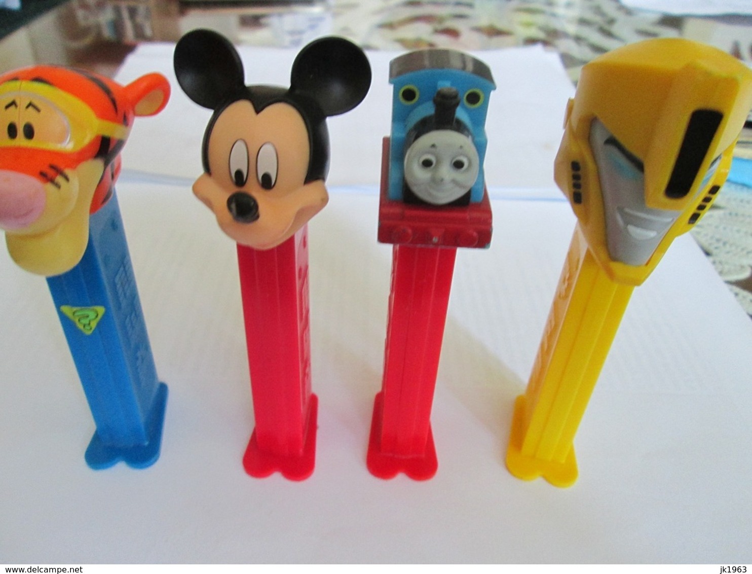 PEZ, FOUR DISPENSERS, MICKEY MOUSE, TRAIN,  LION, TRANSFORMERS - Pez