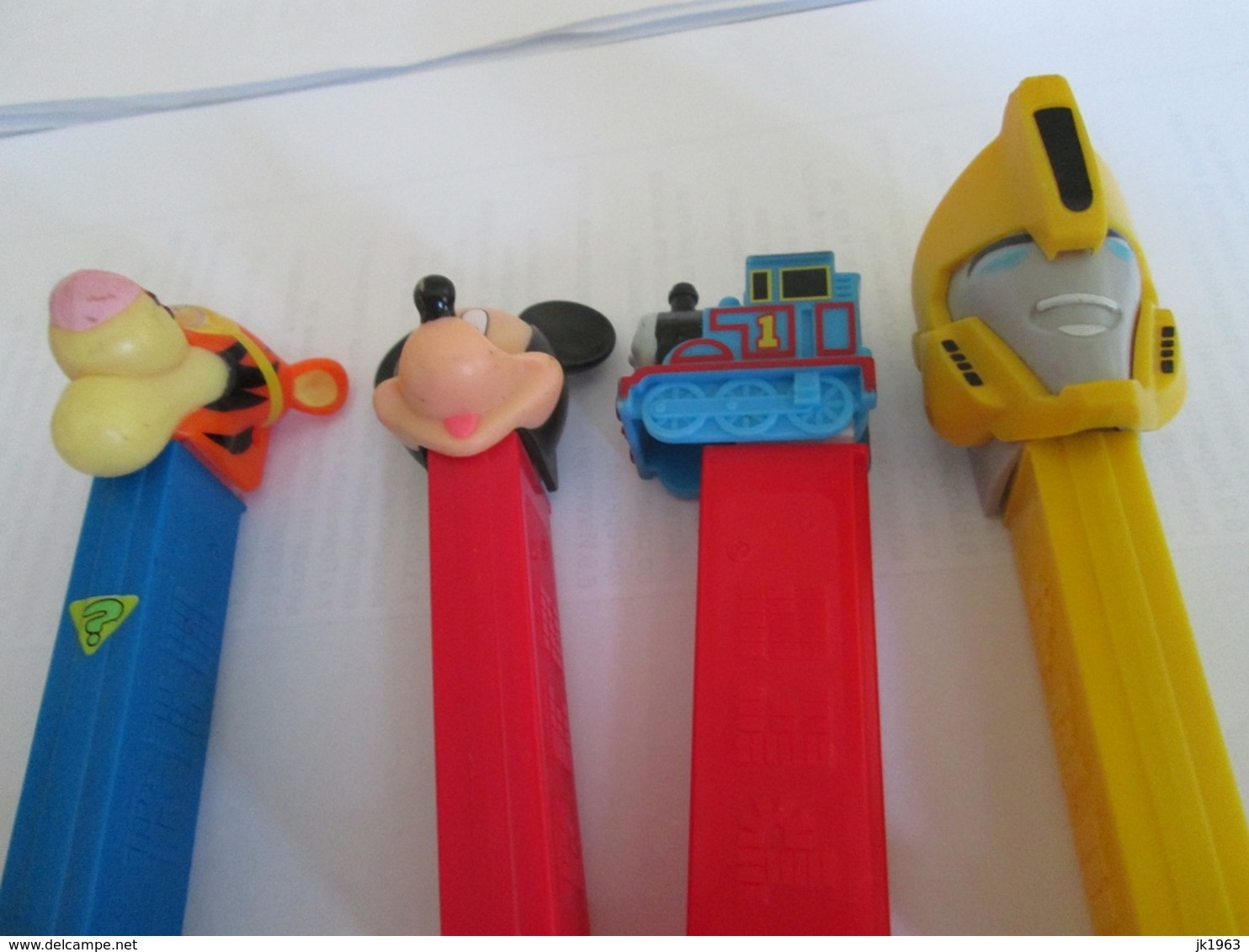 PEZ, FOUR DISPENSERS, MICKEY MOUSE, TRAIN,  LION, TRANSFORMERS - Pez