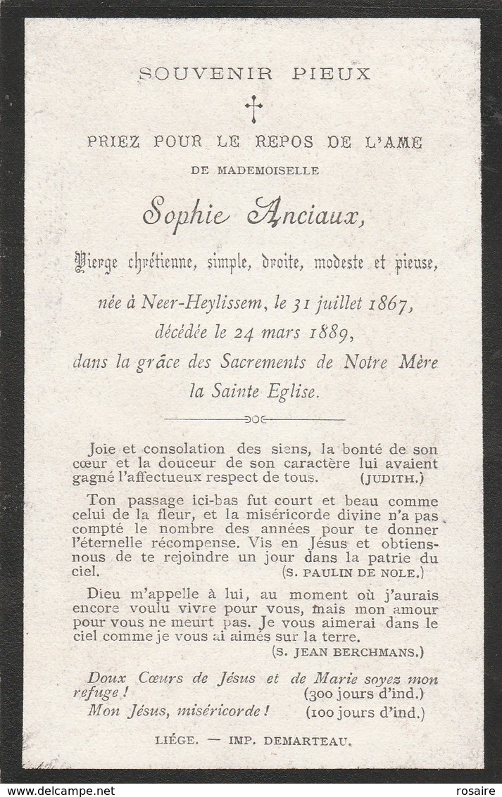 Sophie Anciaux-neer-heylissem 1867-1889 - Images Religieuses