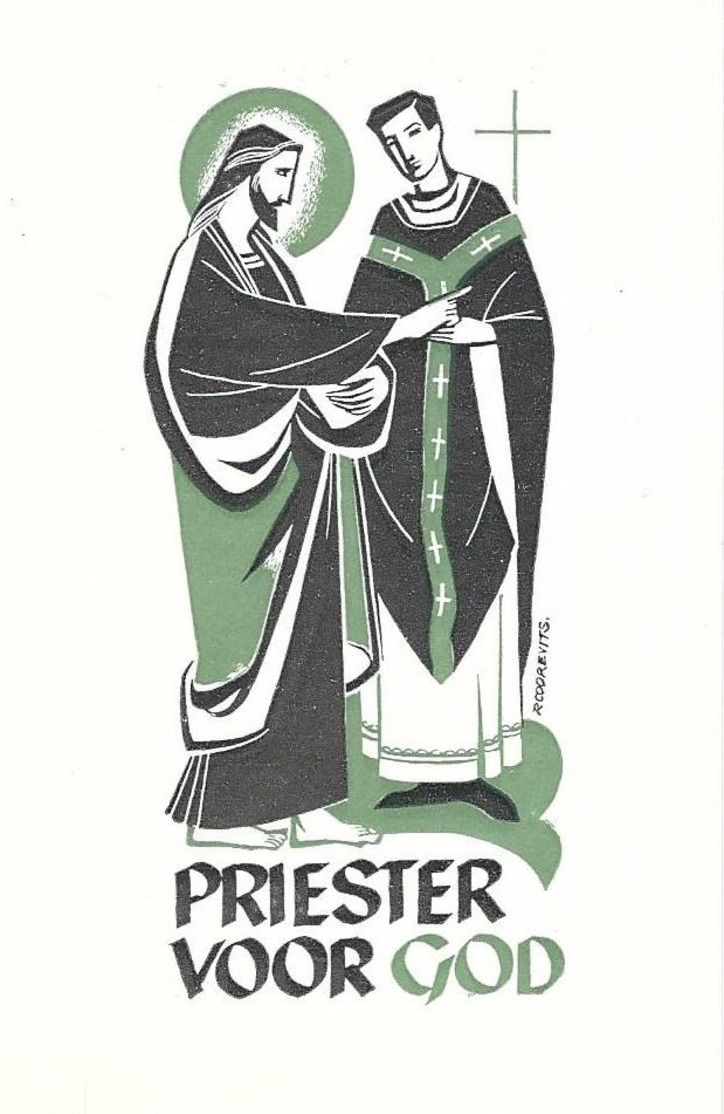 2 Bidprentjes Van Priesterwijding Van E.H.Herman VAN HOYWEGHEN- Temse 1956 - Religión & Esoterismo