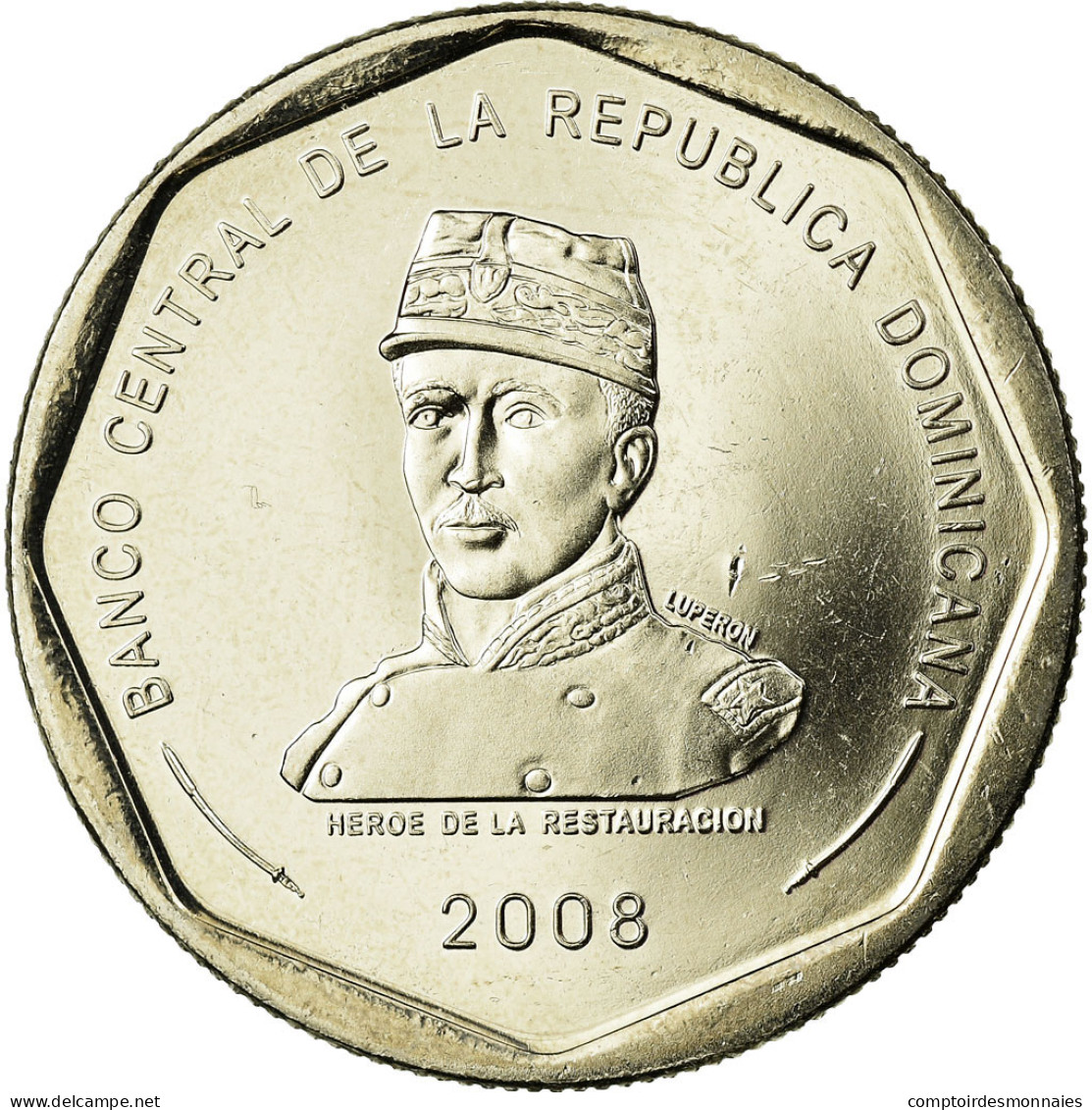 Monnaie, Dominican Republic, 25 Pesos, 2008, SPL, Copper-nickel, KM:107 - Dominicana