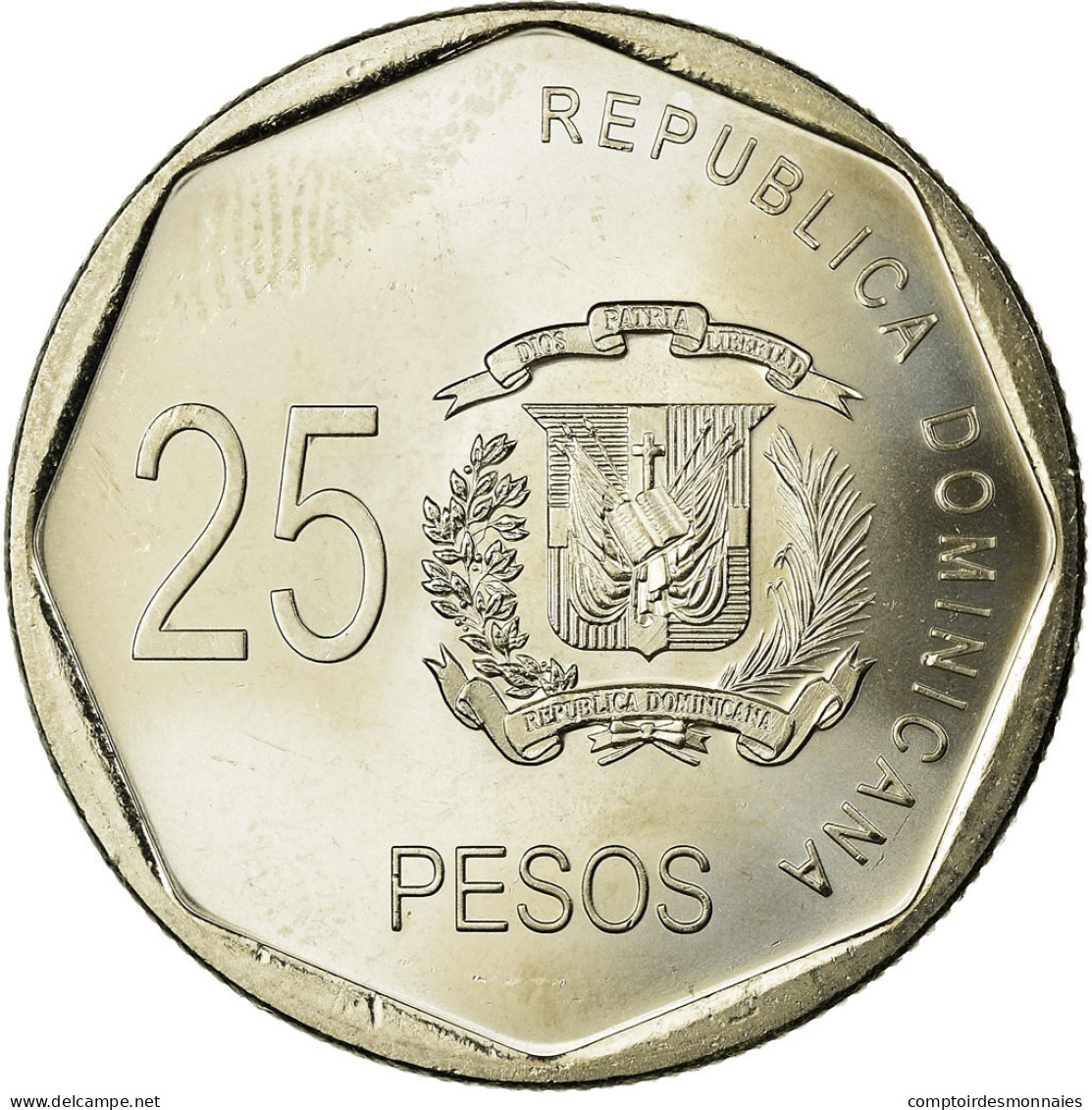 Monnaie, Dominican Republic, 25 Pesos, 2008, SPL, Copper-nickel, KM:107 - Dominikanische Rep.