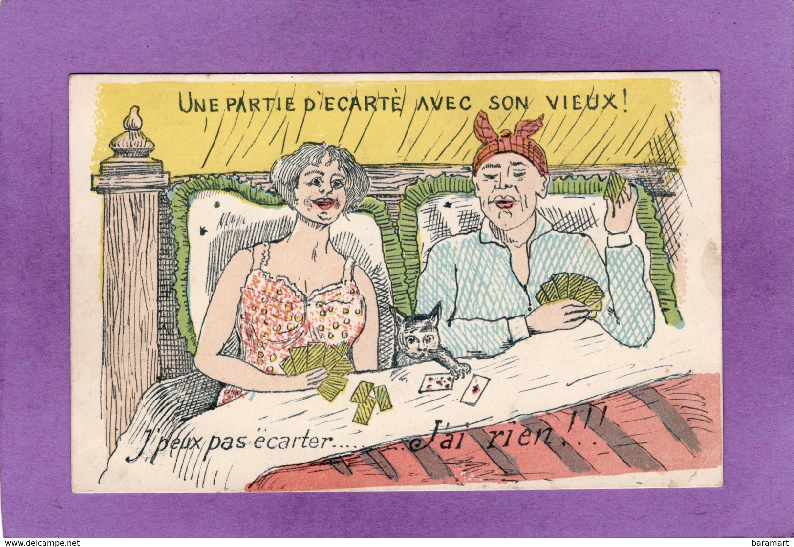 HUMOUR : Une Partie D'écarté Avec Son Vieux ! J'peux Pas écarter .... J'ai Rien !!! - 1900-1949