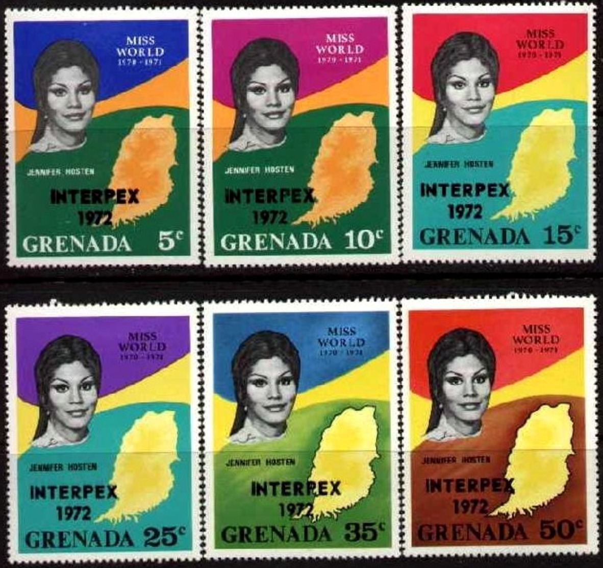 Honoring Miss Jennifer Hosten, Miss World, 1971, Grenada SC#403-8 MNH Set - Grenade (...-1974)