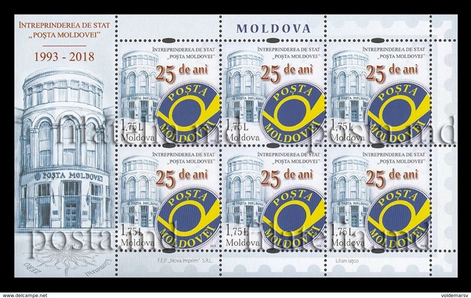 Moldova 2018 Mih. 1062 25th Anniversary Of The Moldova Post (M/S) MNH ** - Moldavië