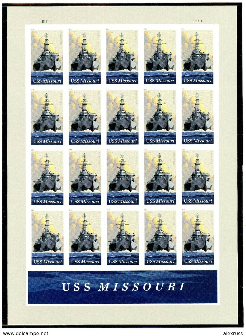 US SHIPS NAVY 2019 SCOTT #5392 USS MISSOURI BATTLESHIP 20 FOREVER STAMP,XF MNH** - Sheets