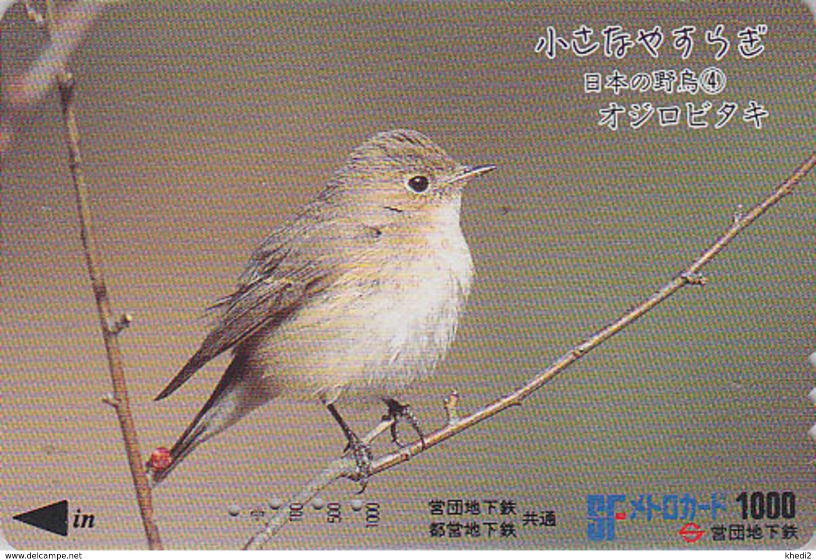 Carte Prépayée Japon - Série OISEAUX 4/16 - OISEAU - GOBEMOUCHE - FLYCATCHER BIRD Japan Prepaid Metro Card - 4363 - Songbirds & Tree Dwellers