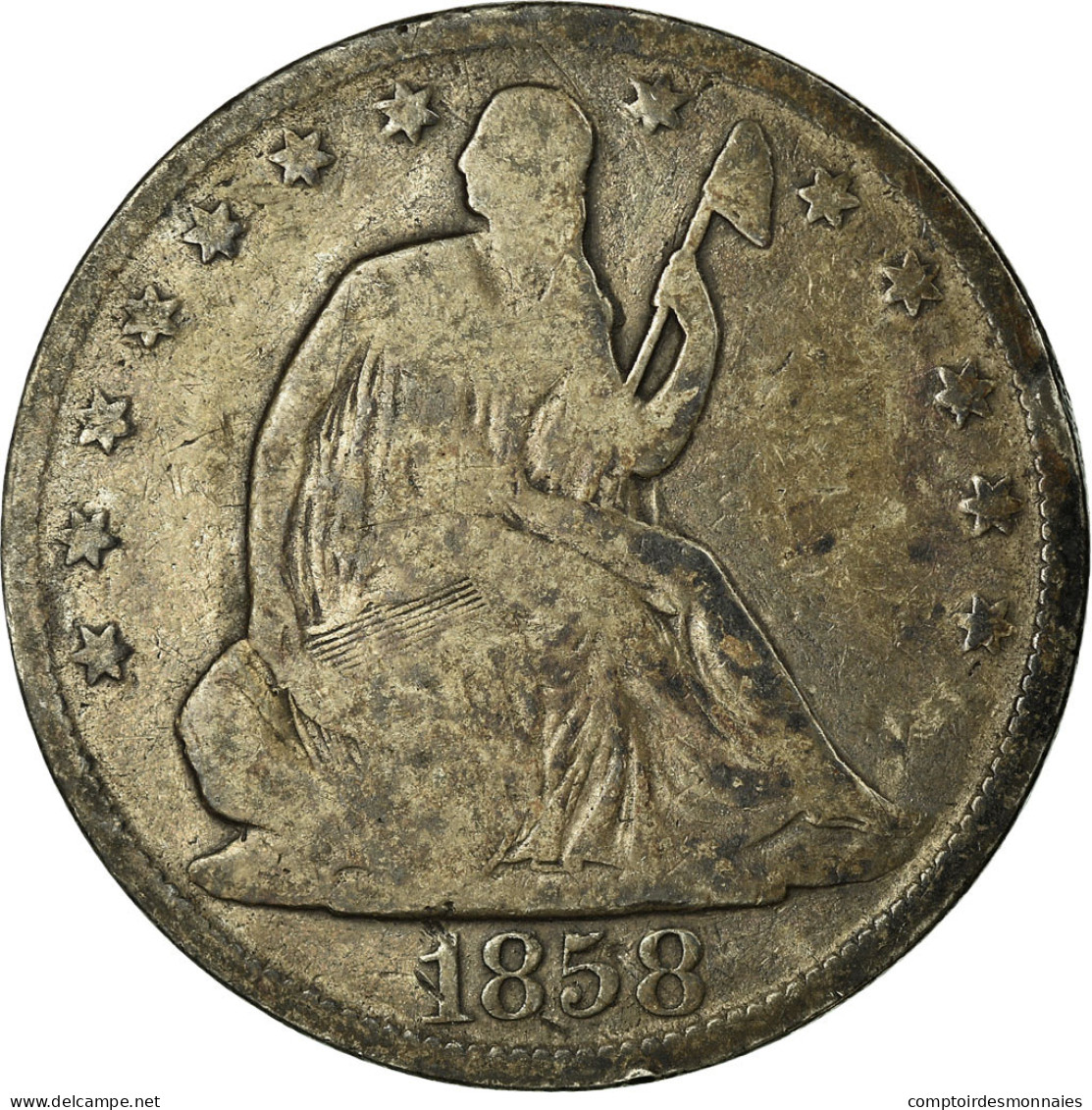 Monnaie, États-Unis, Seated Liberty Half Dollar, Half Dollar, 1858, U.S. Mint - 1839-1891: Seated Liberty (Liberté Assise)