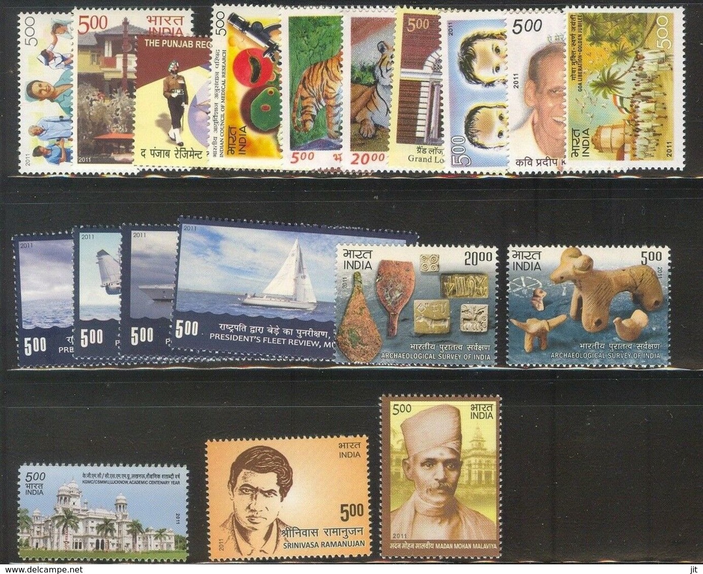 141.INDIA 2011 COMPLETE COMMEMORATIVE YEAR PACK , 61 DIFFERENT . MNH. - Ungebraucht