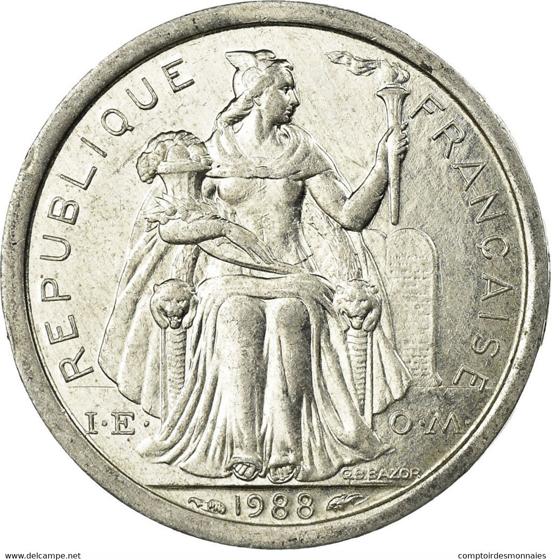 Monnaie, Nouvelle-Calédonie, Franc, 1988, Paris, TB, Aluminium, KM:10 - Nieuw-Caledonië