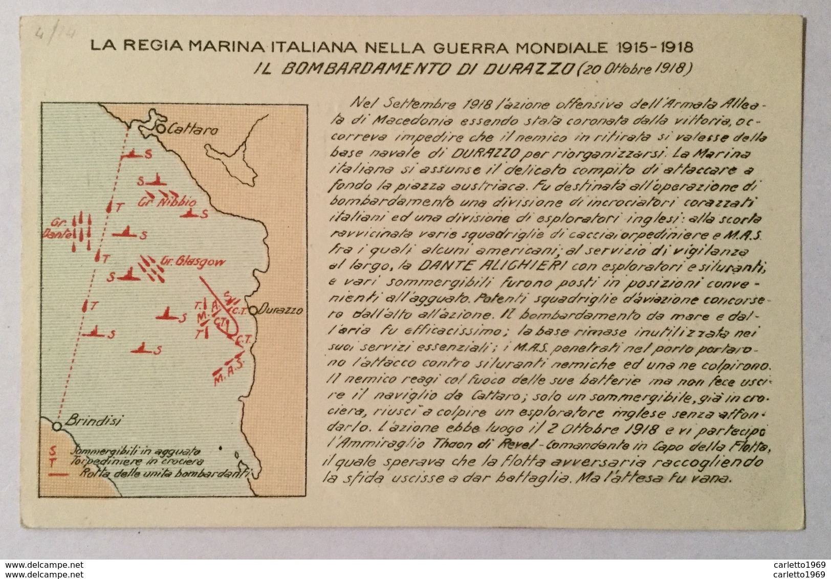 REGIA MARINA - BOMBARDAMENTO DI DURAZZO NV FP - Guerra 1914-18