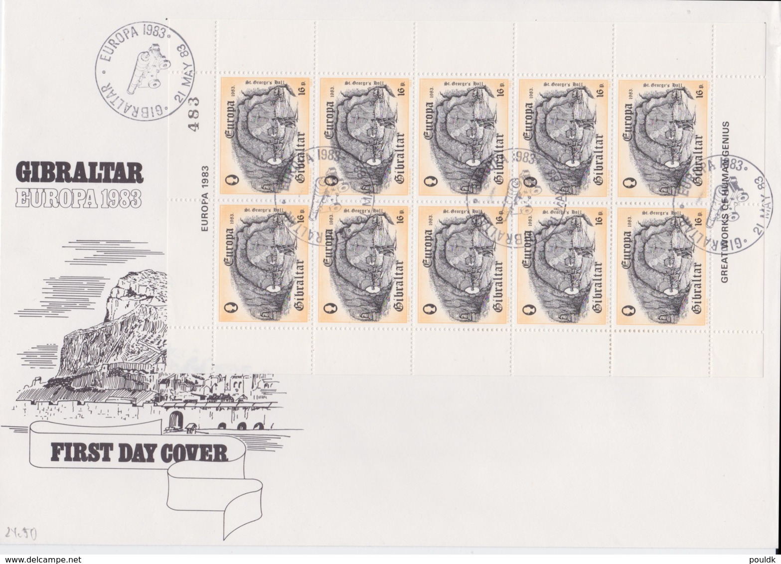 Gibraltar 1983 FDC Europa CEPT Complete Sheet (LAR5-70P) - 1983