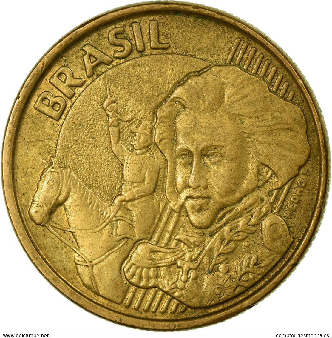 Monnaie, Brésil, 10 Centavos, 2001, TB+, Bronze Plated Steel, KM:649.2 - Brésil