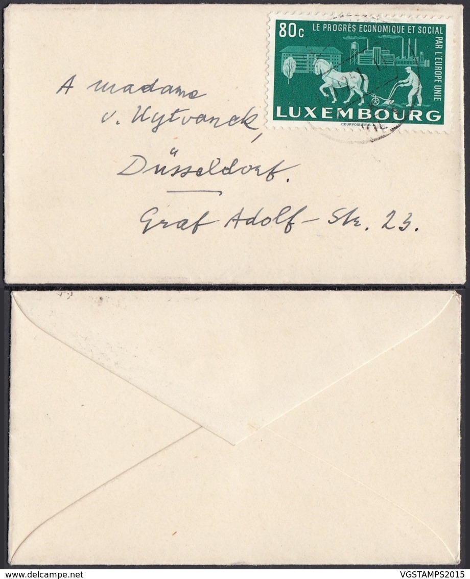 LUXEMBOURG 1951 N°443 SUR LETTRE  CARTE DE VISITE VERS ALLEMAGNE  (BE) DC-3746 - Storia Postale