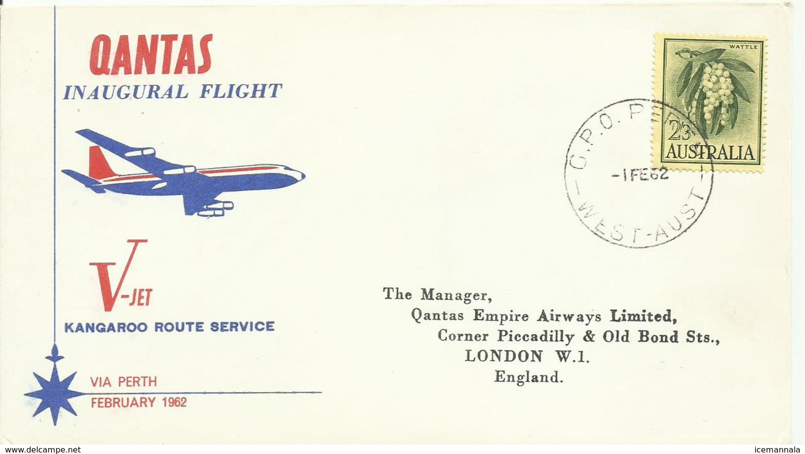 AUSTRALIA, CARTA CONMEMORACION VUELO INAGURAL QANTAS - Cartas & Documentos