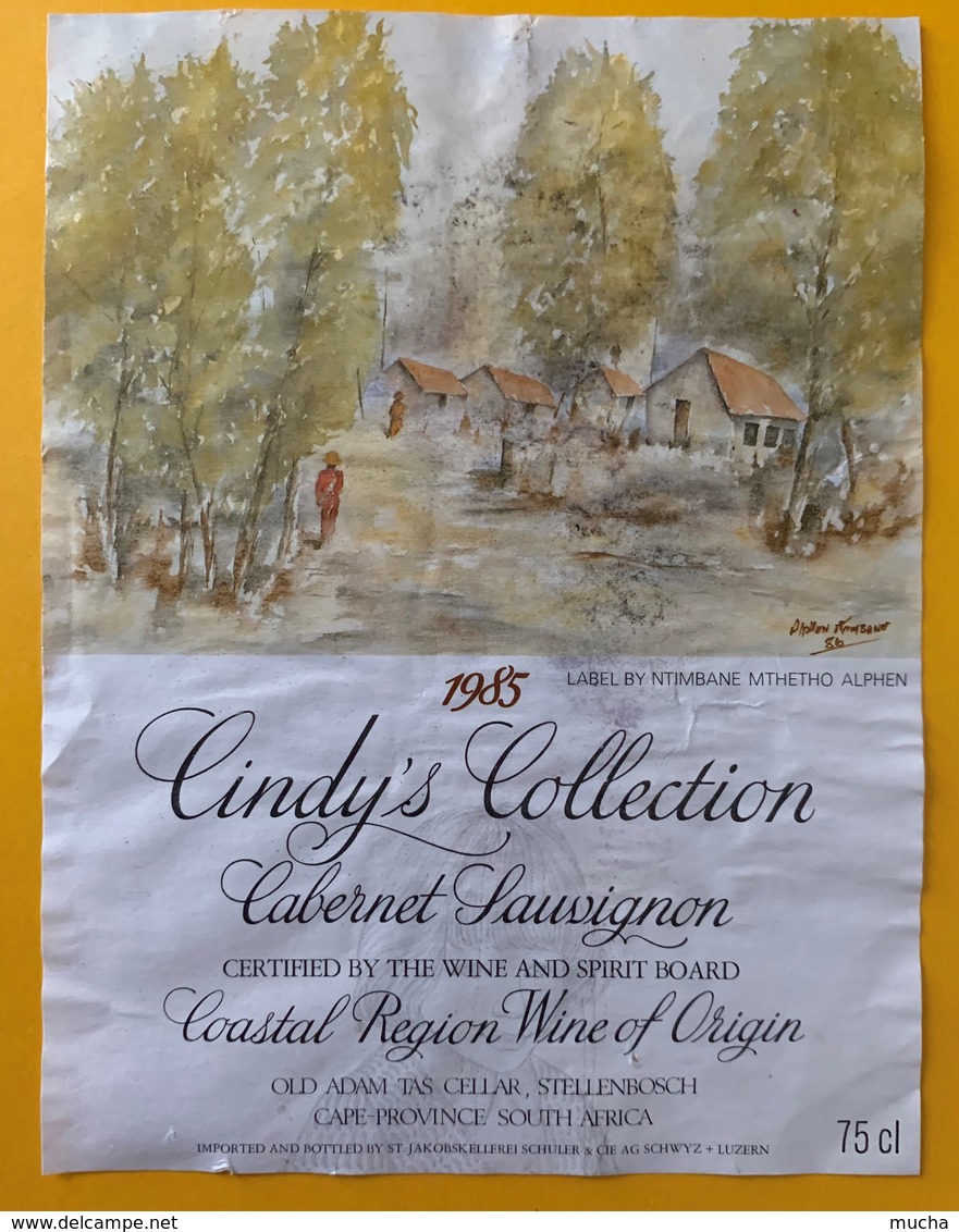 10779 - Cindy's Collection Cabernet Sauvignon 1985  Afrique Du Sud Artiste Ntimbane Mthetho Alphen - Kunst