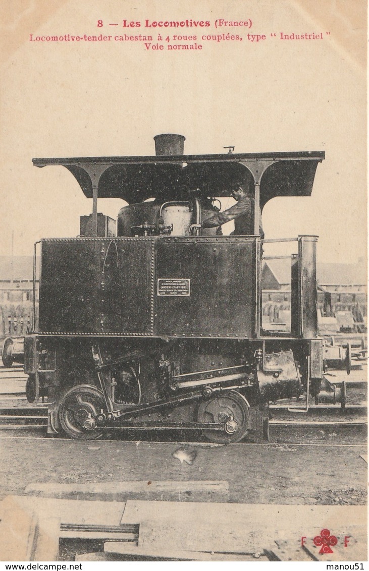 LOCOMOTIVE ( France ) Locomotive Tender Cabestan à 4 Roues Couplées Type Industriel - Trains