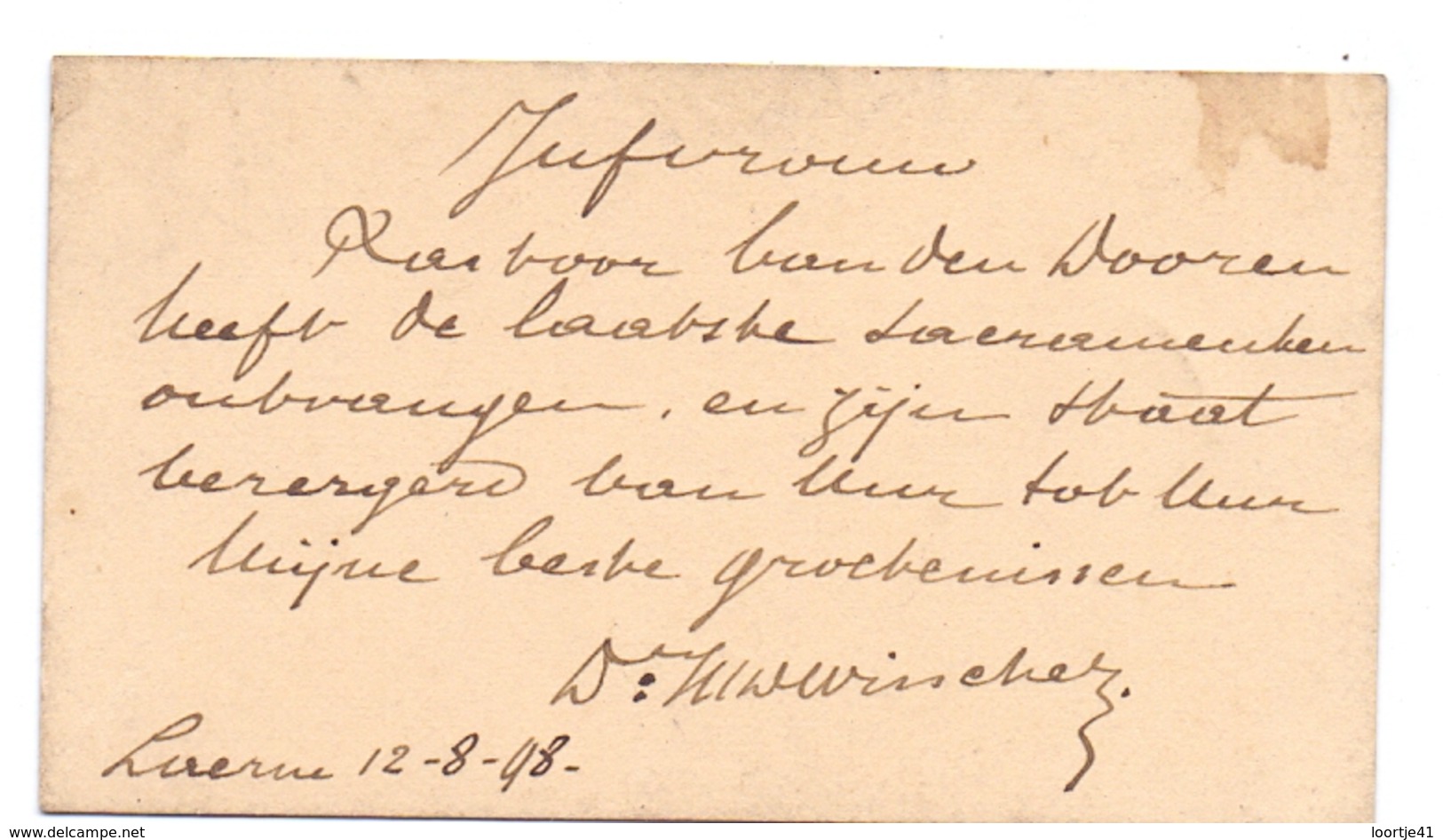 Visitekaartje - Carte Visite - Dokter Docteur Fl. De Visscher - Laarne Ivm Pastoor Van Den Dooren 1898 - Cartoncini Da Visita